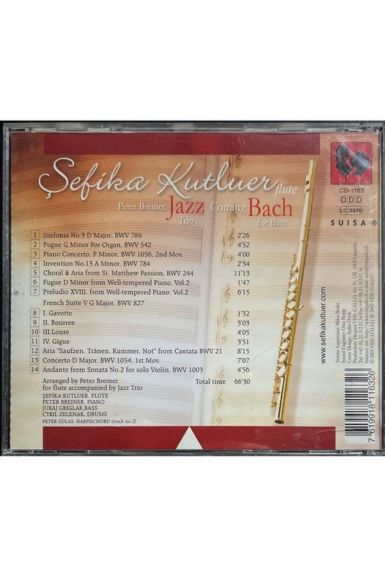 (Müzik CDsidir Plak Değildir) CD Şefika Kutluer Flute Volume.1 CD