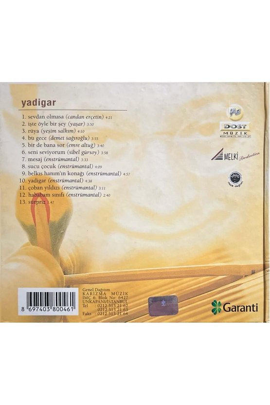 (Müzik CDsidir Plak Değildir) CD Melih Kibar Yadigar CD
