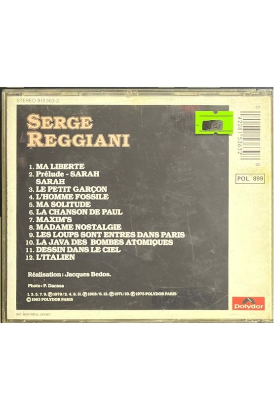 (Müzik CDsidir Plak Değildir) CD Serge Reggiani Serge Reggiani CD
