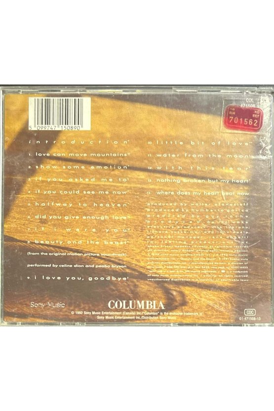 (Müzik CDsidir Plak Değildir) CD Celine Dion Celine Dion CD