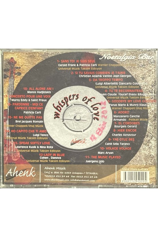 (Müzik CDsidir Plak Değildir) CD Nostalgia Bar CD