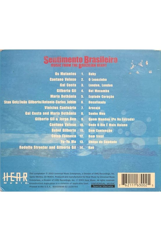 (Müzik CDsidir Plak Değildir) CD Sentimento Brasileiro CD