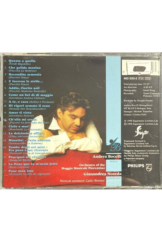 (Müzik CDsidir Plak Değildir) CD Andrea Bocelli Aria The Opera Album CD