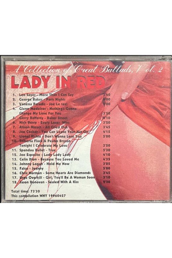(Müzik CDsidir Plak Değildir) CD A Collection Of Great Ballads Vol.2 Lady In Red CD