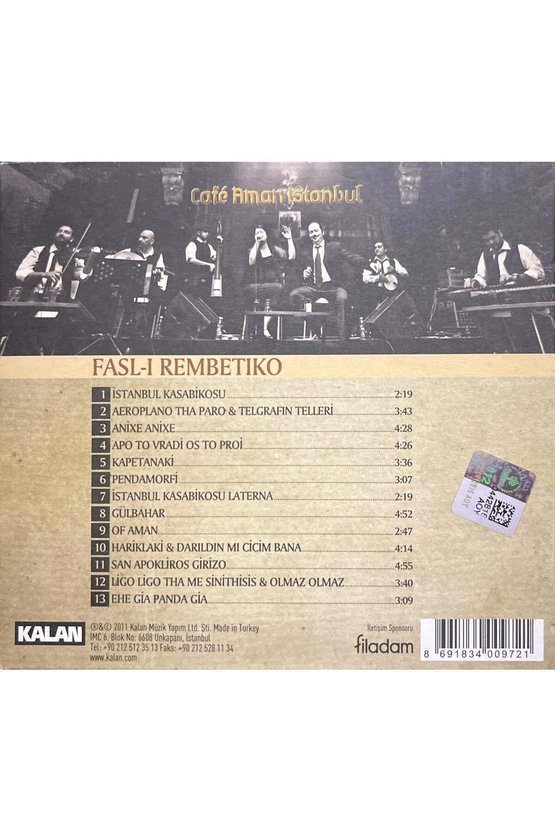 (Müzik CDsidir Plak Değildir) CD Cafe Aman İstanbul Fasl-ı Rembetiko CD