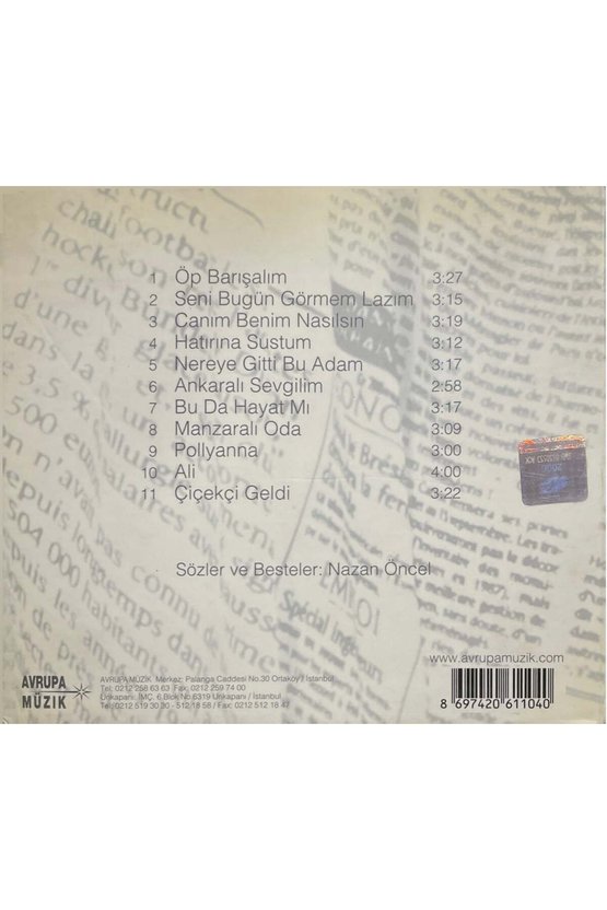 (Müzik CDsidir Plak Değildir) CD Nazan Öncel Hatırına Sustum CD