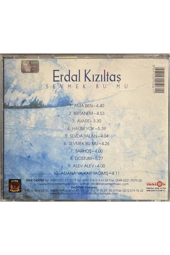 (Müzik CDsidir Plak Değildir) CD Erdal Kızıltaş Sevmek Bu Mu CD