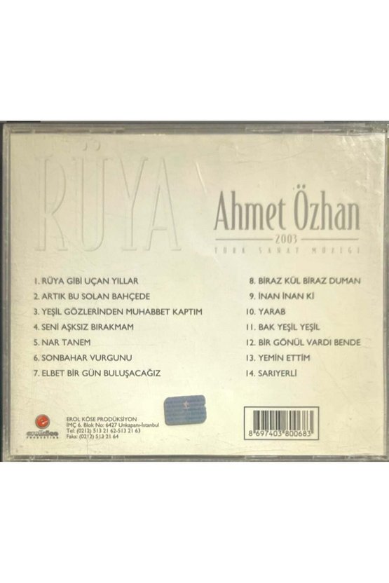 (Müzik CDsidir Plak Değildir) CD Ahmet Özhan Rüya CD