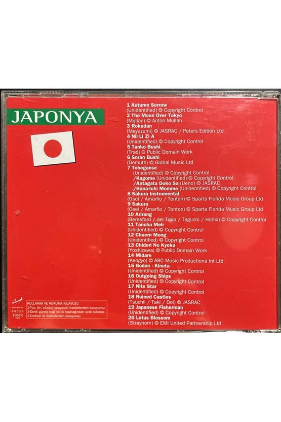 (Plak Değildir CD dir) CD Japonya Japonca CD