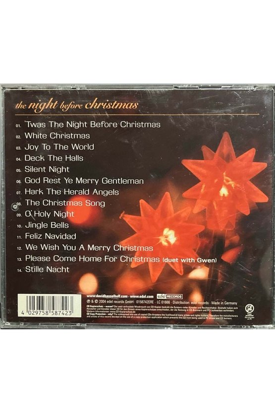 (Plak Değildir CD dir) CD David Hasselhoff The Night Before Christmas CD