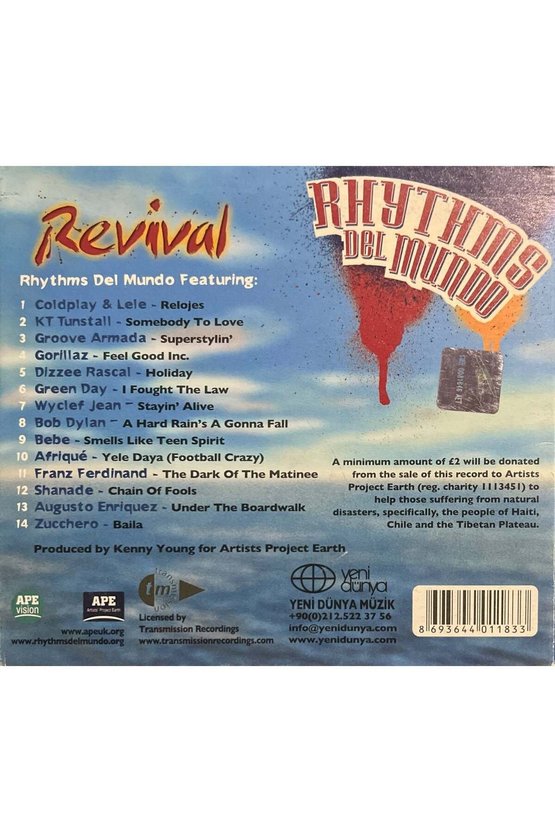 (Plak Değildir CD dir) CD Rhythms Den Mundo Revival (Coldplay, Gorillaz, Greenday...) CD