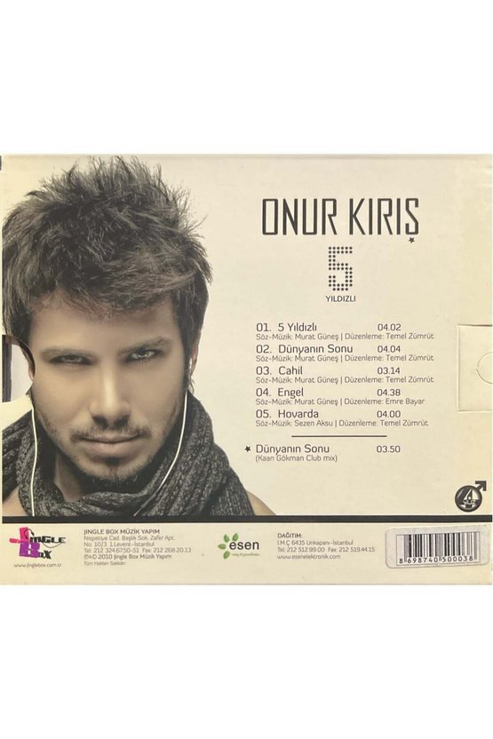 (Plak Değildir CD dir) CD Onur Kırış 5 Yıldızlı CD