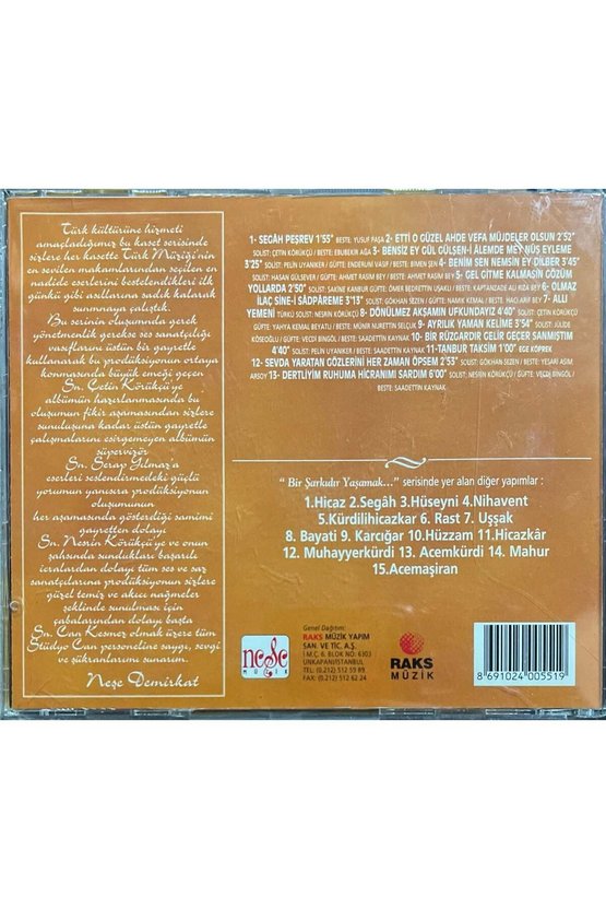 (Plak Değildir CD dir) CD Segah Bir Şarkıdır Yaşamak-2 CD