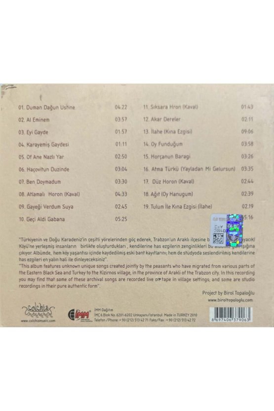 (Plak Değildir CD dir) CD Kizirnos Saklı Ezgiler Hidden Songs CD