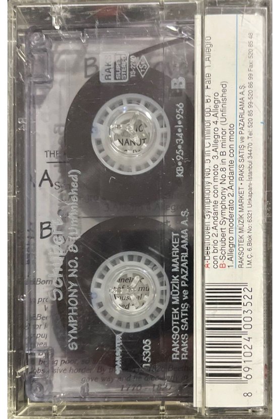 (Plak Değildir KASET tir) Beethoven Schubert Symphony No.5-8 Kaset