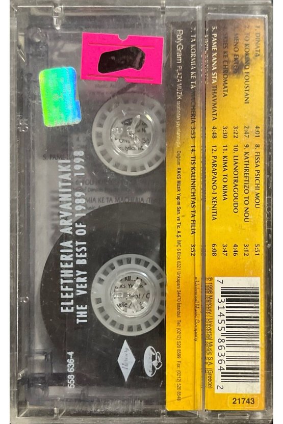 (Plak Değildir KASET tir) Elefthria Arvanitak The Very Best Of 1989-1998 Kaset
