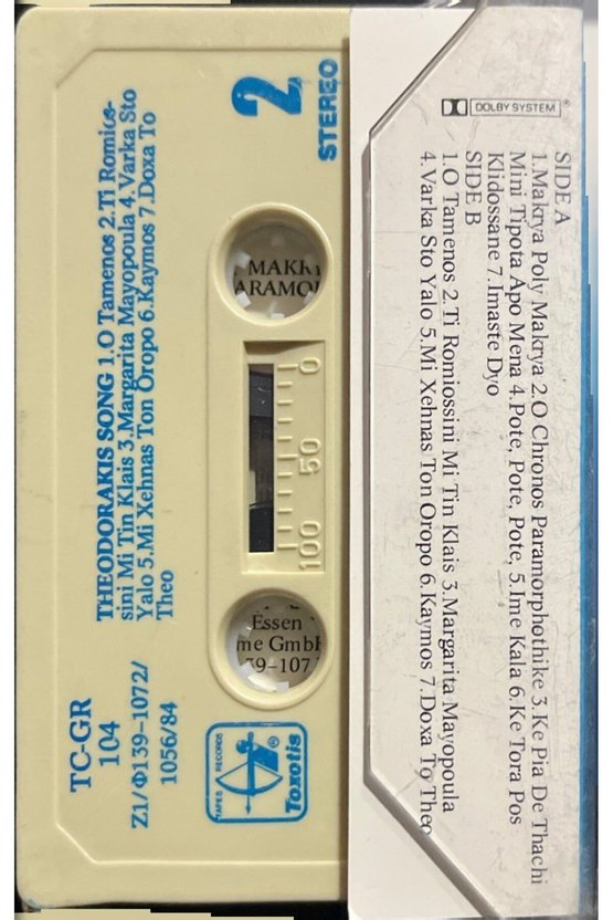 (Plak Değildir KASET tir) Theodorakis Sing Live Kaset