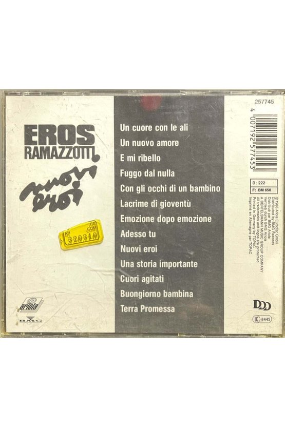 (Plak Değildir CD dir) CD Eros Ramazotti Nuovi Eroi CD