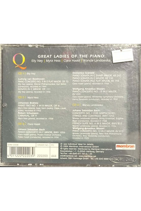 (Plak Değildir CD dir) CD Quadromania Great Ladies Of The Piano 4 CD