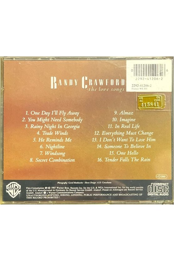 (Plak Değildir CD dir) CD Randy Crawford The Love Songs CD