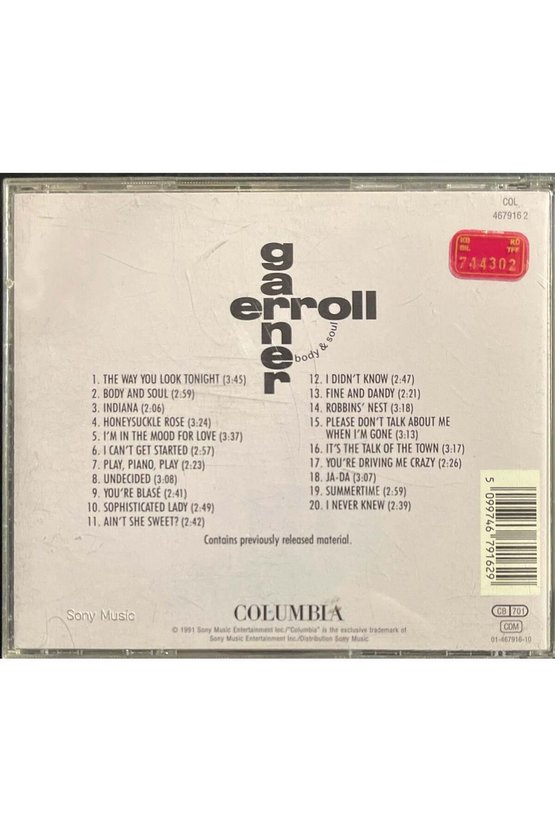 (Plak Değildir CD dir) CD Erroll Garner Body-Soul CD