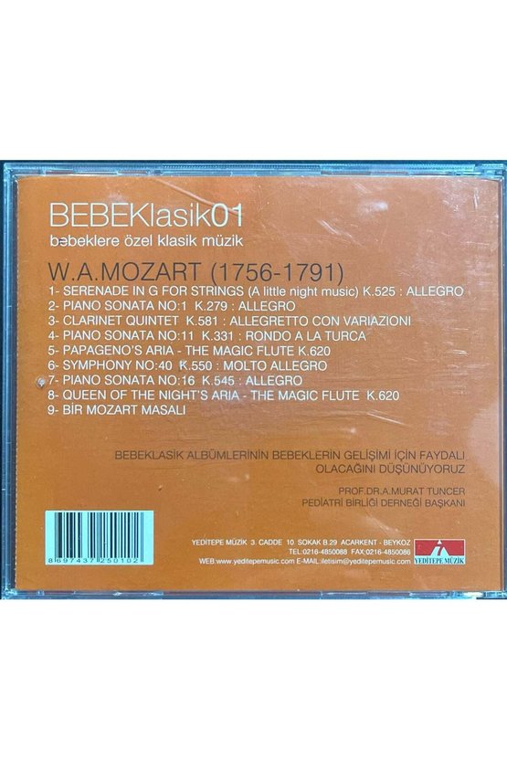 (Plak Değildir CD dir) CD Bebeklasik01 W.A. Mozart CD