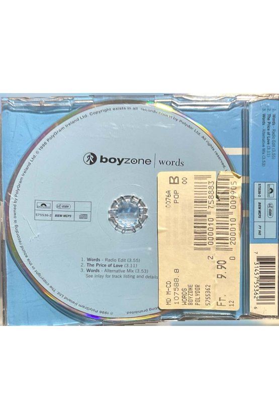 (Plak Değildir CD dir) CD Boyzone Words Maxi Single CD