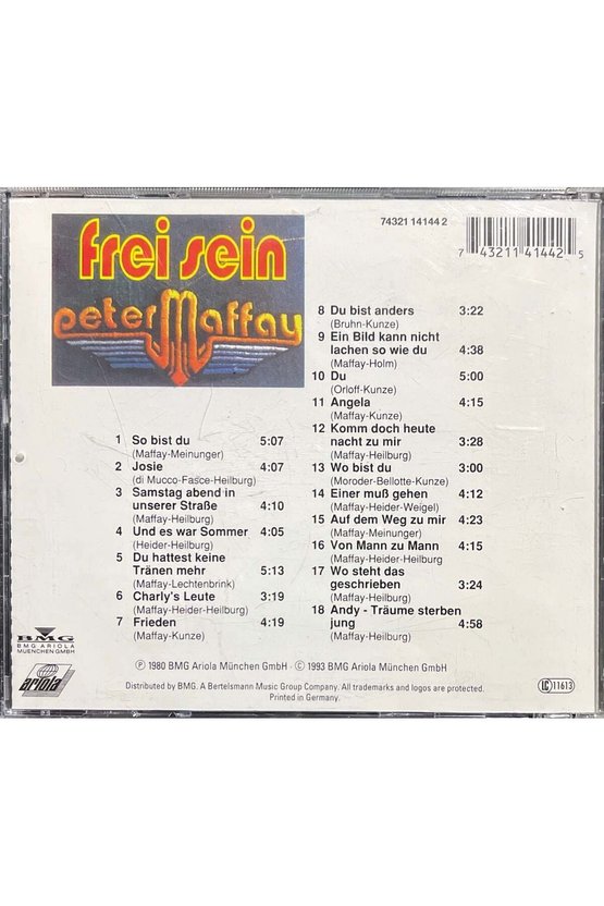 (Plak Değildir CD dir) CD Peter Maffay Frei Sein CD