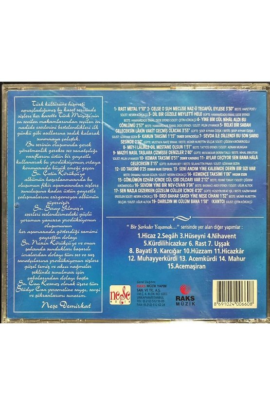 (Plak Değildir CD dir) CD Bir Şarkıdır Yaşamak 6 Rast CD