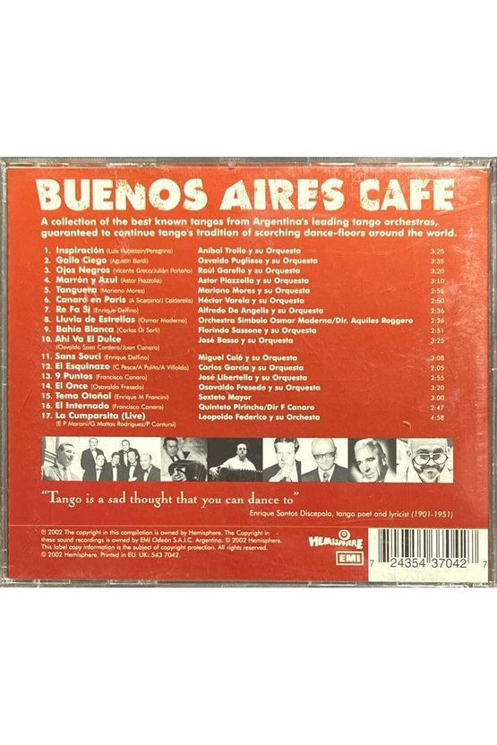 (Plak Değildir CD dir) CD Buenos Aires Cafe The Instrumental Tangos CD