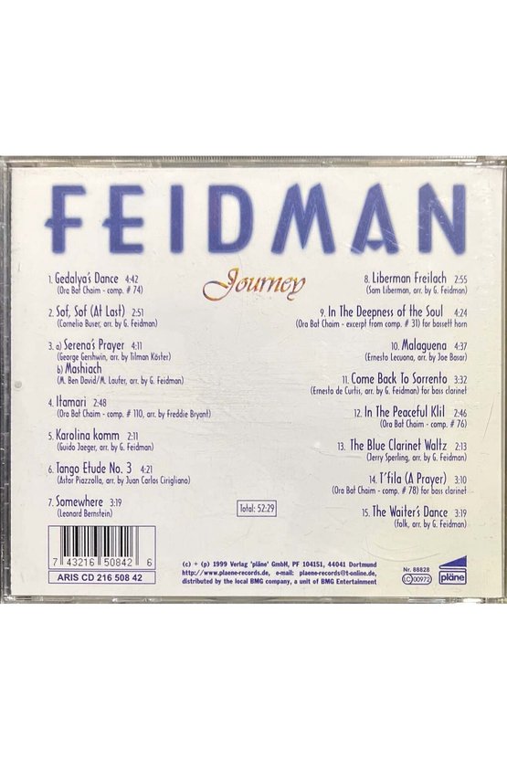 (Plak Değildir CD dir) CD Feidman Journey CD