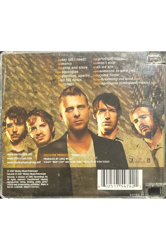 (Plak Değildir CD dir) CD Onerepublic Dreaming Out Loud CD