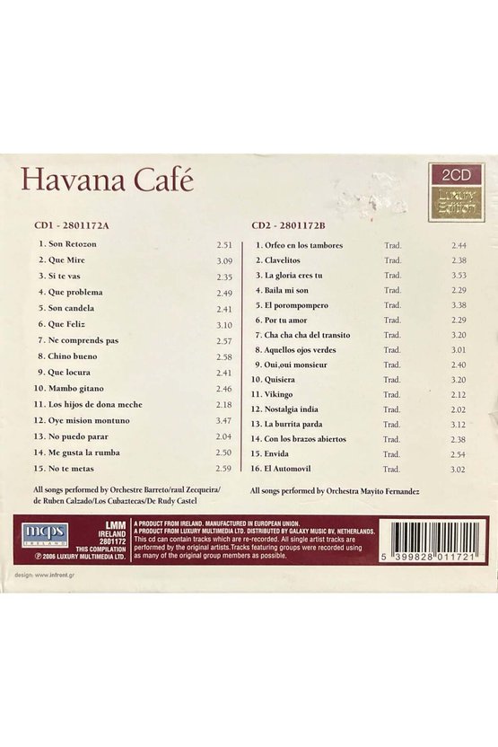 (Plak Değildir CD dir) CD Havana Cafe Double CD
