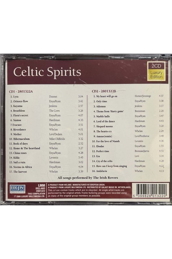 (Plak Değildir CD dir) CD Celtic Spirits Double CD