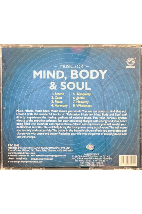 (Plak Değildir CD dir) CD Music For Mind, Body & Sould CD