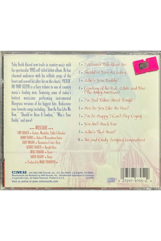 (Plak Değildir CD dir) CD Pickin On Toby Keith Red, White And Bluegrass CD