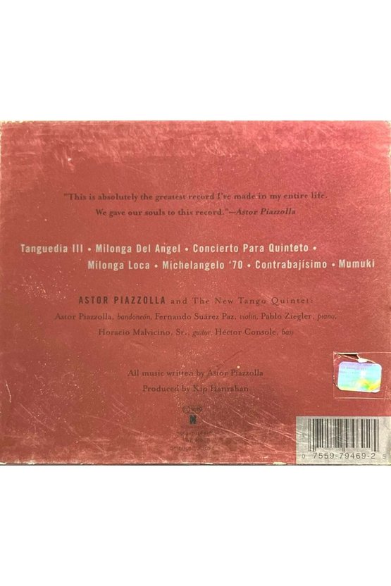 (Plak Değildir CD dir) CD Astor Piazzolla Tango: Zero Hour CD