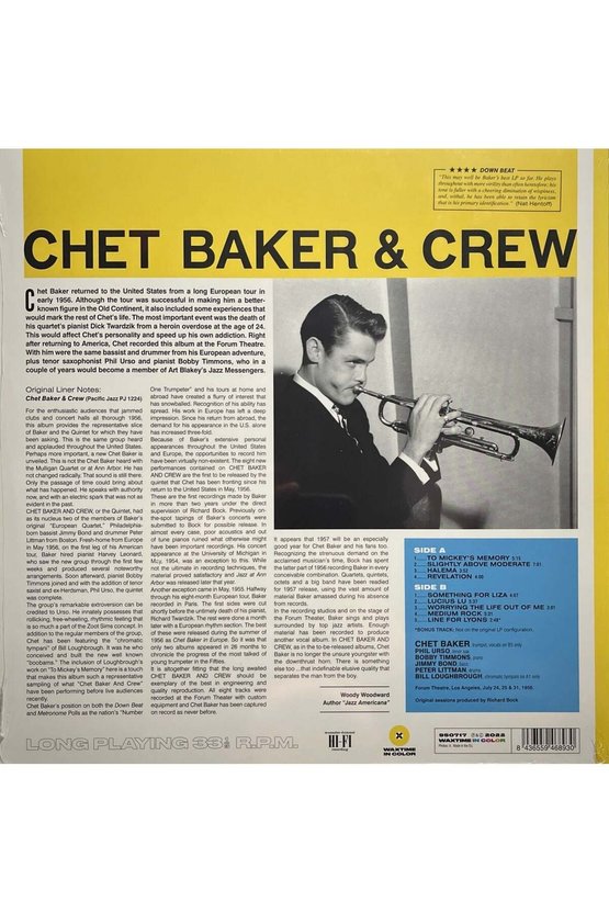 Chet Baker & Crew (Limited Edition - Yellow Vinyl) Baskı LP Plak