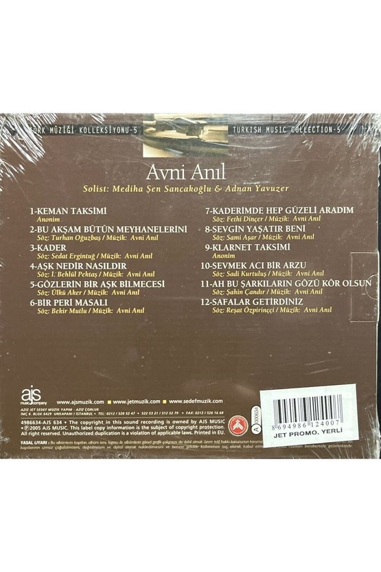 (Plak Değildir CD dir) CD Avni Anıl Unutulmayan Besteciler Açılmamış Jelatininde CD