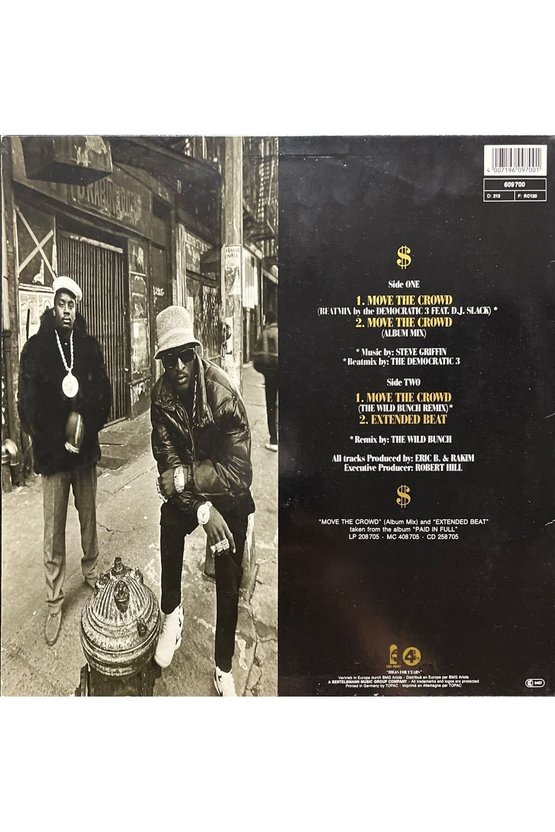 Eric B. Rakim Move The Cwowd Maxi Single 45 Devir LP Plak