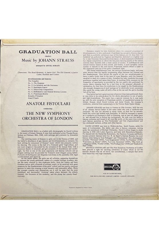 Strauss Graduation Ball [Ballet] Classic LP Plak