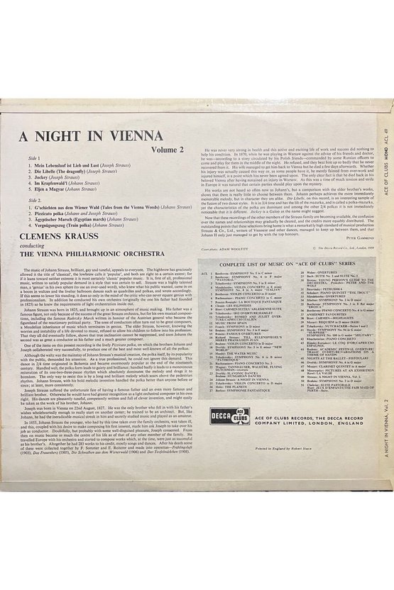 A Night In Vienna - Volume 2 Johann And Joseph Strauss Classic LP Plak
