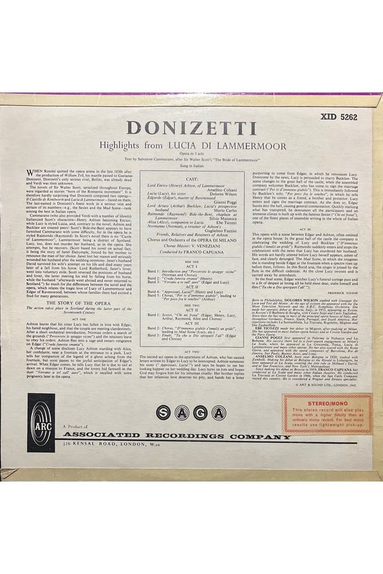 Donizetti – Lucia Di Lammermoor Classic LP Plak