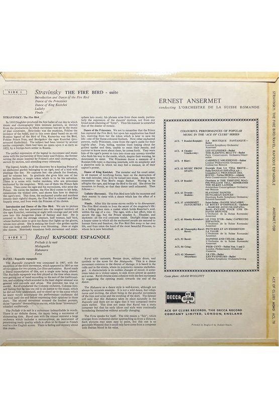 Igor Stravinsky The Fire Bird, Maurice Ravel Rapsodie Espagnole Classic LP Plak