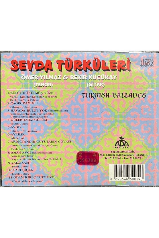 (Plak Değildir CD dir) CD Ömer Yılmaz & Bekir Küçükay Sevda Türküleri CD