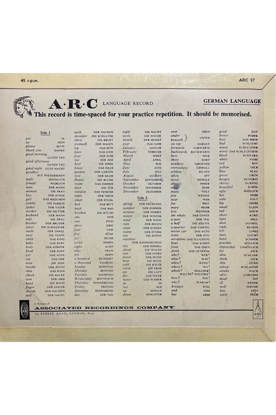 German The 200 Basic Words 45lik Plak