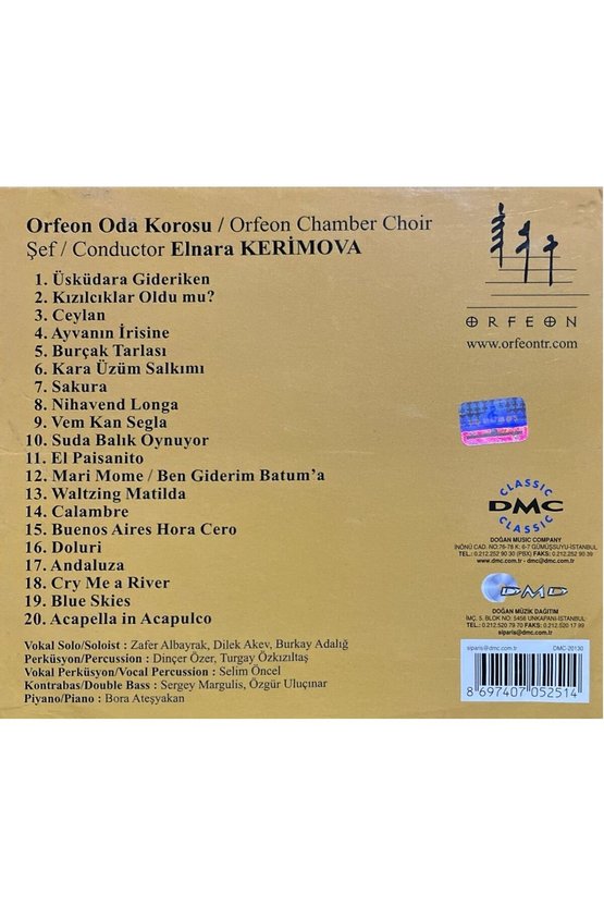 (Plak Değildir CD dir) CD Orfeon Oda Korosu Elnara Kerimova CD