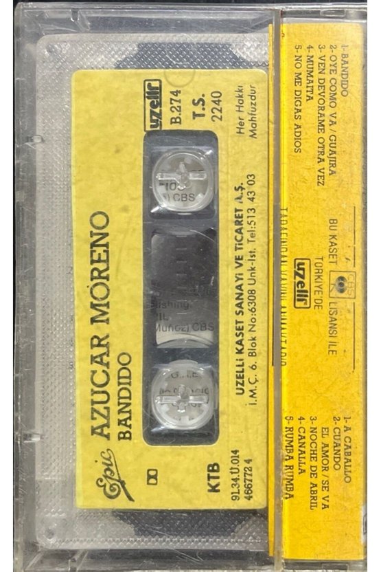 (Plak Değildir KASET tir) Kaset Azucar Moreno Bandido Kaset