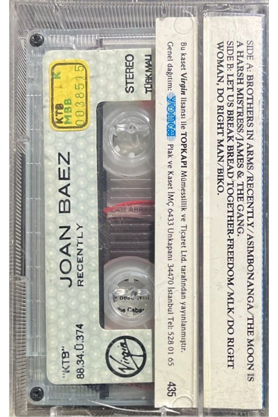 (Plak Değildir KASET tir) Kaset Joan Baez Recently 1988 New Album Kaset