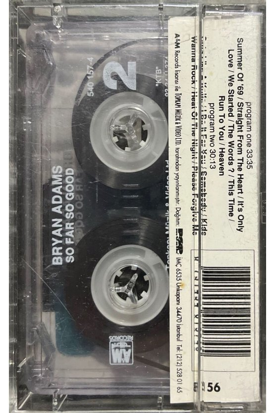 (Plak Değildir KASET tir) Kaset Bryan Adams So Far So Good Kaset